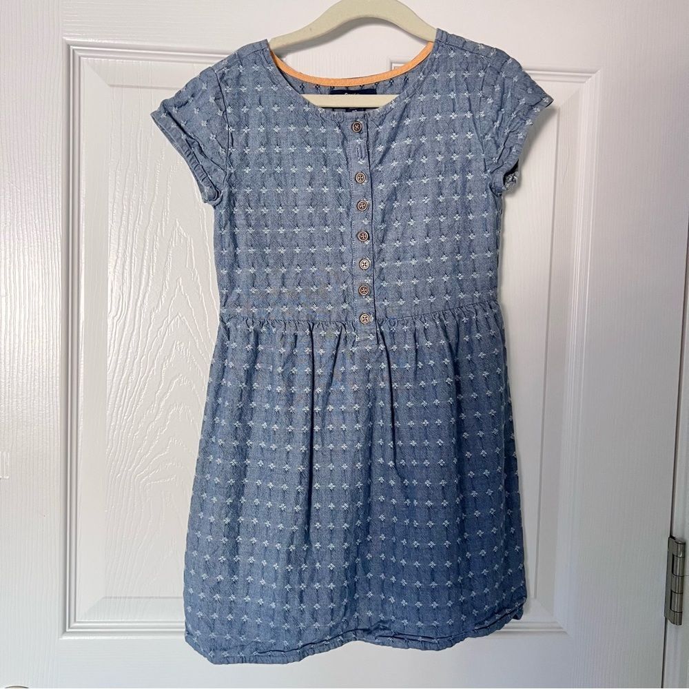 GAP Kids Woven Cotton Chambray Dress Blue Girls Small 6-7 Years Old EUC